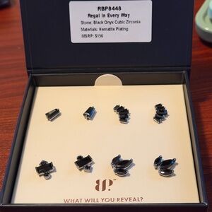 Regal In Every Way Black Onyx Multi-Stud Earring Set